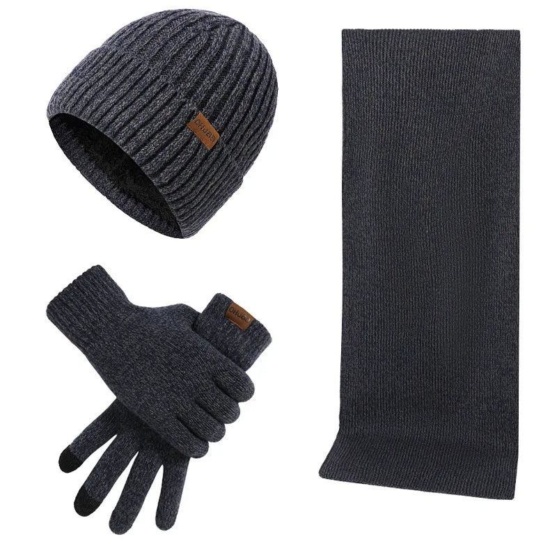 Ensemble d'hiver décontracté avec bonnet, écharpe et gants pour hommes