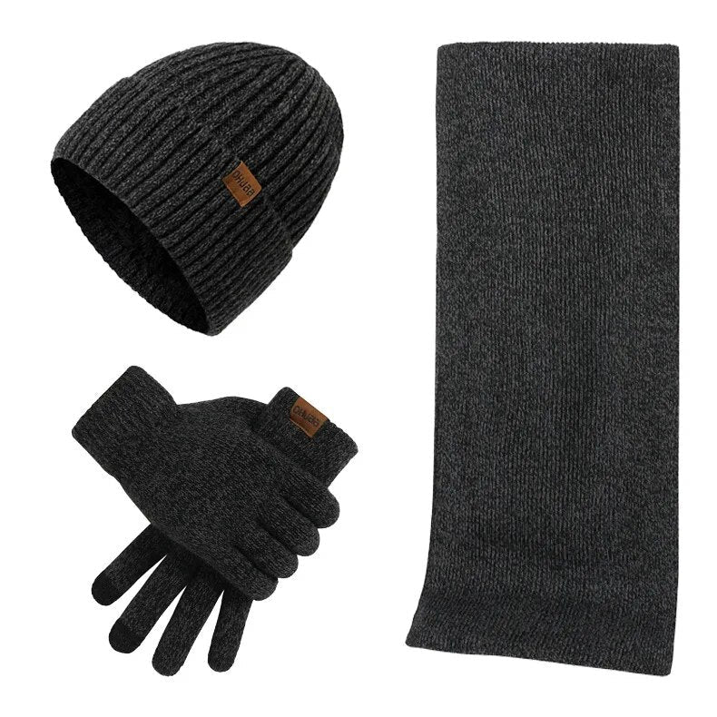 Ensemble d'hiver décontracté avec bonnet, écharpe et gants pour hommes