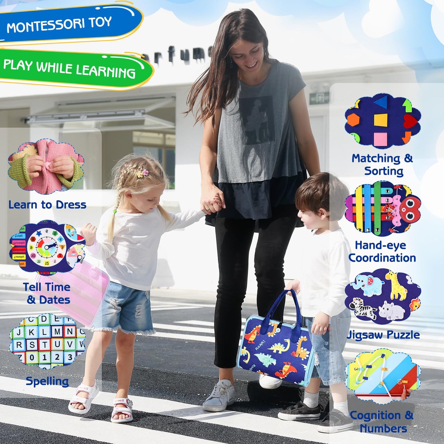 Tableau d'impression Montessori/Livre Silence 8 pages - Dinosaures