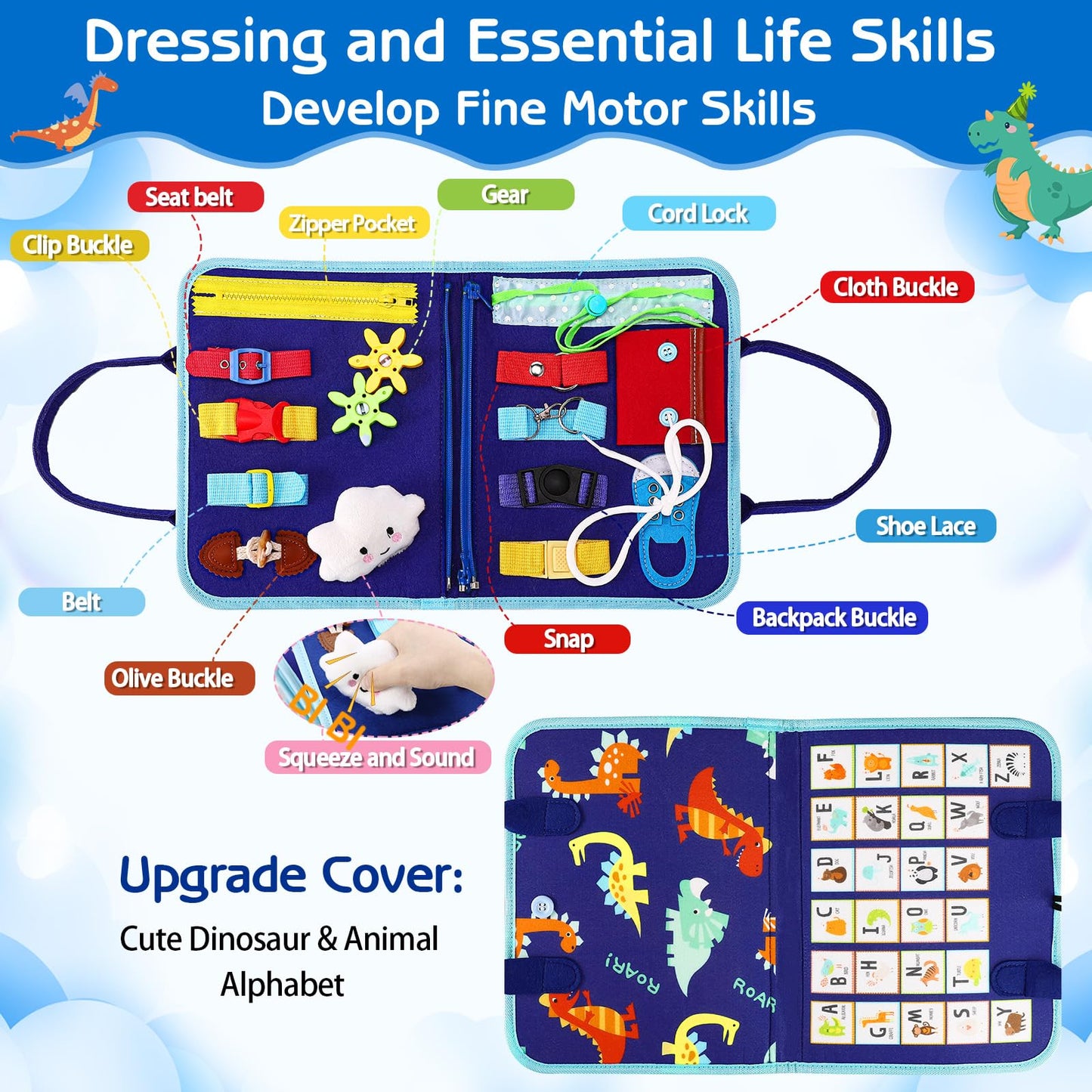 Tableau d'impression Montessori/Livre Silence 8 pages - Dinosaures