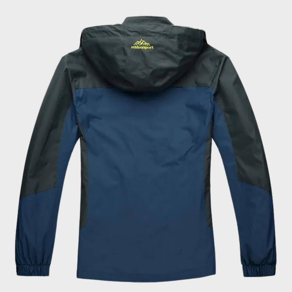 Veste softshell homme pour activités de plein air avec capuche, membrane coupe-vent et traitement déperlant