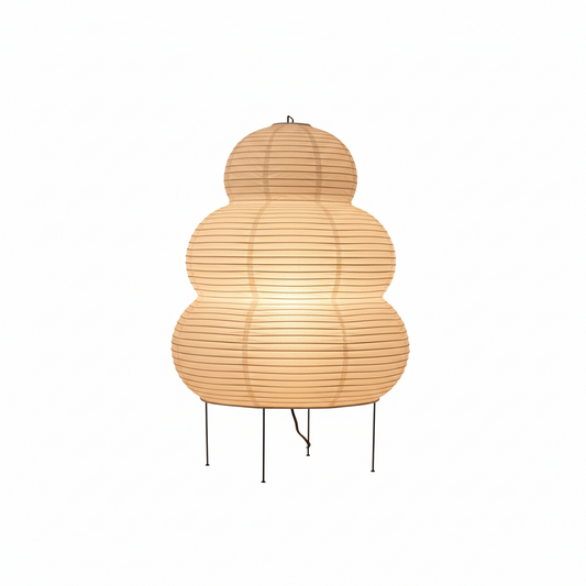 Lámpara de pie Hikari Washi - Lámpara de pie japonesa de papel de arroz con diseño esférico y luz suave y cálida