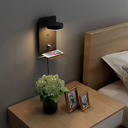 EasyHome | Lampada da camera da letto LED dimmerabile e caricatore per cellulare in uno